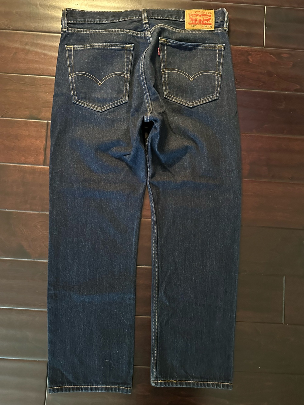 Levi’s 505 Regular Fit Dark Wash Jeans Men’s 36x29 Straight Leg 100% Cotton - Picture 2 of 10